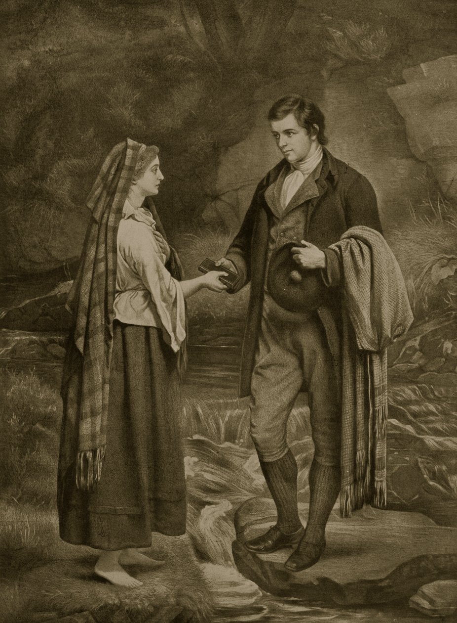 Noivado de Robert Burns e Highland Mary, 1785, ilustração da "História da nação britânica" de Hutchinson, c.1923 de James Archer