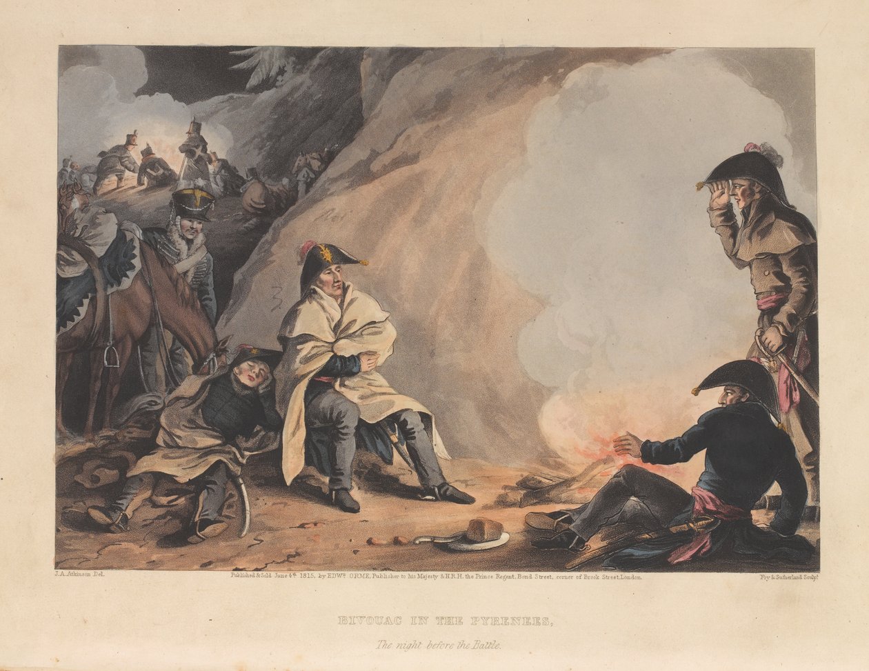  Bivouac nos Pirinéus, na noite anterior à batalha , 1813 de James Atkinson