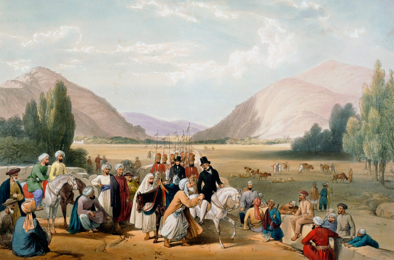 Rendição de Dost Mohammad Khan, Kabul, Primeira Guerra Anglo-Afghan, 1838-1842 de James Atkinson