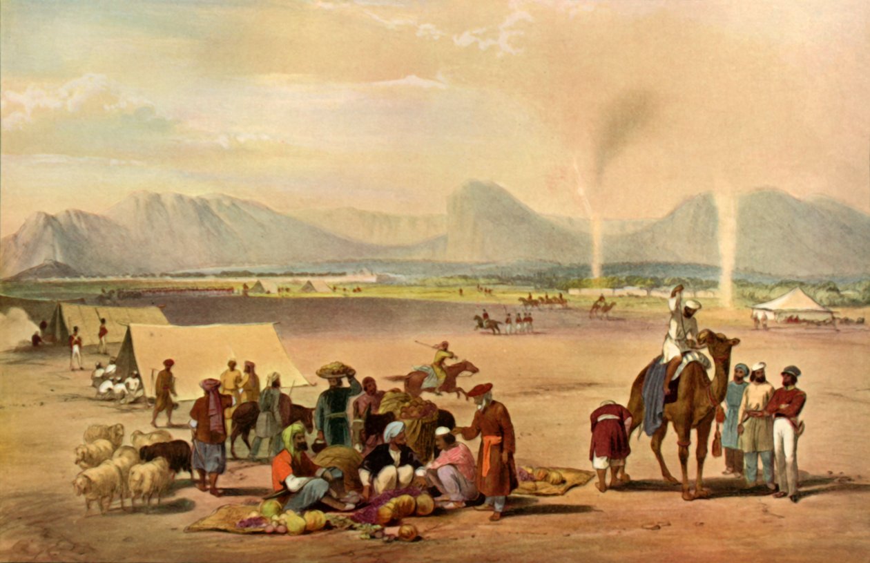A cidade de Kandahar, olhando do sul em direção a Baba Wali Mountain, c1840, 1901. de James Atkinson