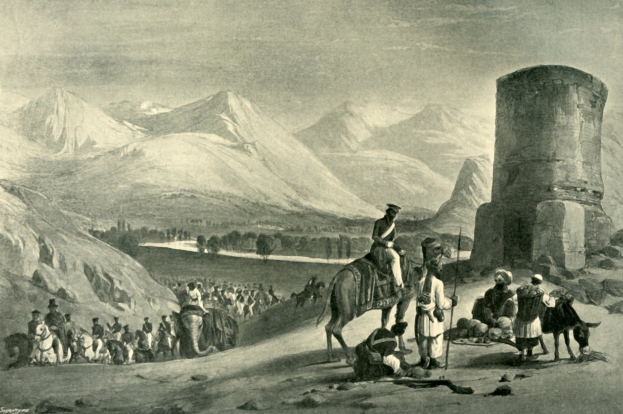 O vale de Maidan e a torre Buzrak, 1842, 1901. de James Atkinson