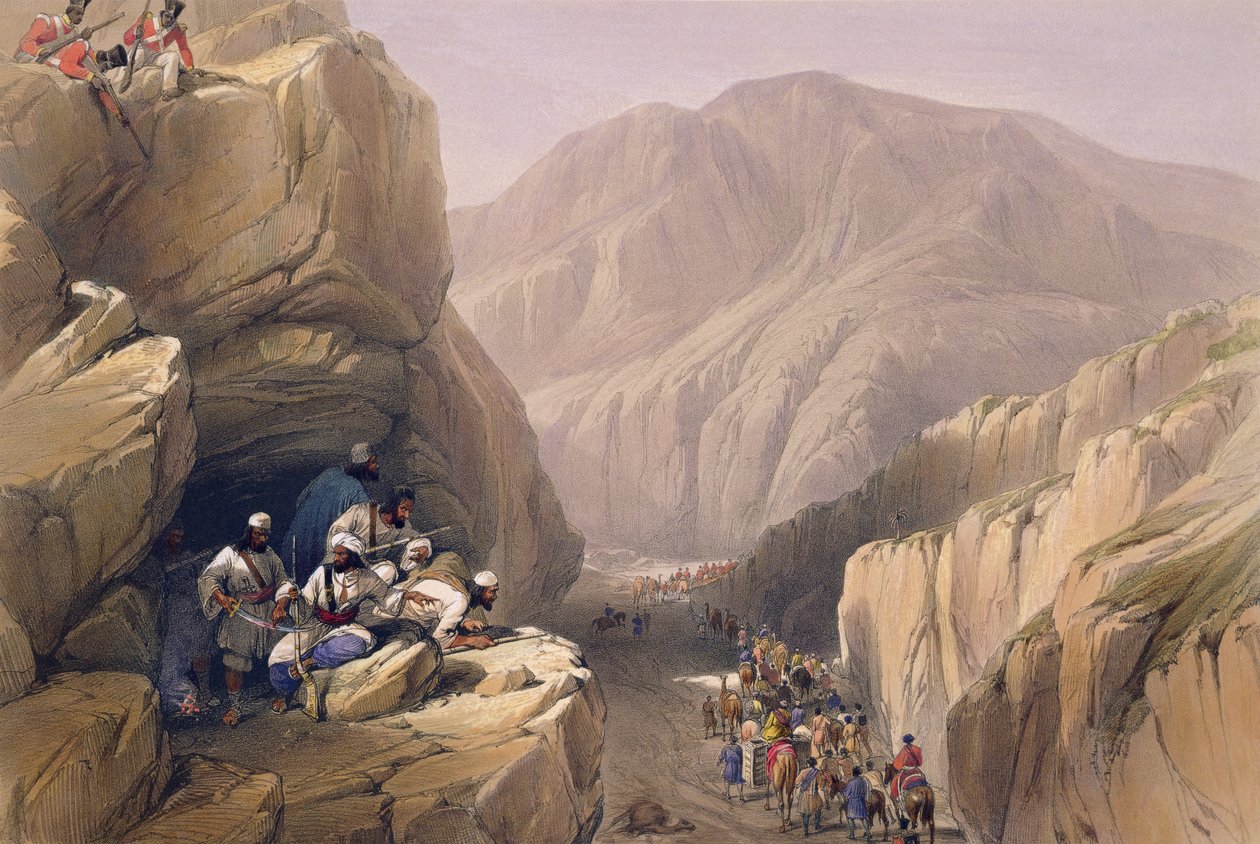 Passagem selvagem de Siri-Kajoor, de &39;Sketches in Afghaunistan&39;, gravada por Charles Haghe (1810-88) e Louis Haghe (1806-85), publicada por Henry Graves, 1842 de James Atkinson