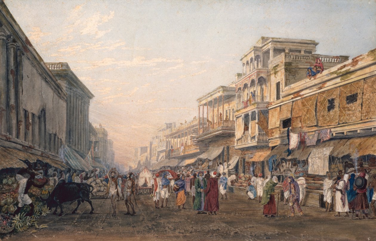 Uma vista de Calcutá, c.1820 (aquatinta) de James Baillie Fraser