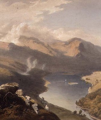 Grasmere de Langdale Fell, detalhe do lago, de "The English Lake District", 1853 de James Baker Pyne