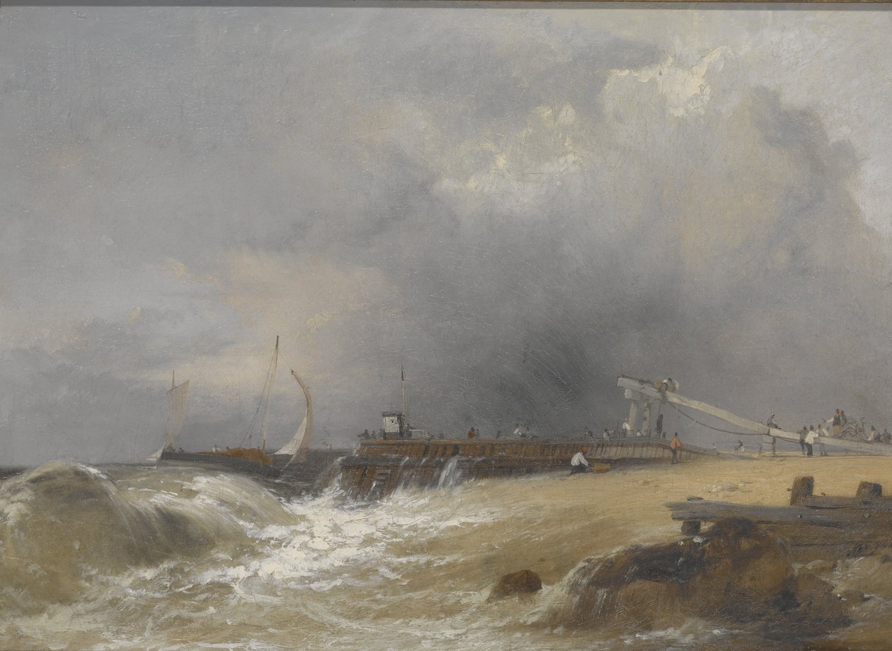 Littlehampton Pier on the Sussex Coast, c.1842 (óleo sobre tela) de James Baker Pyne