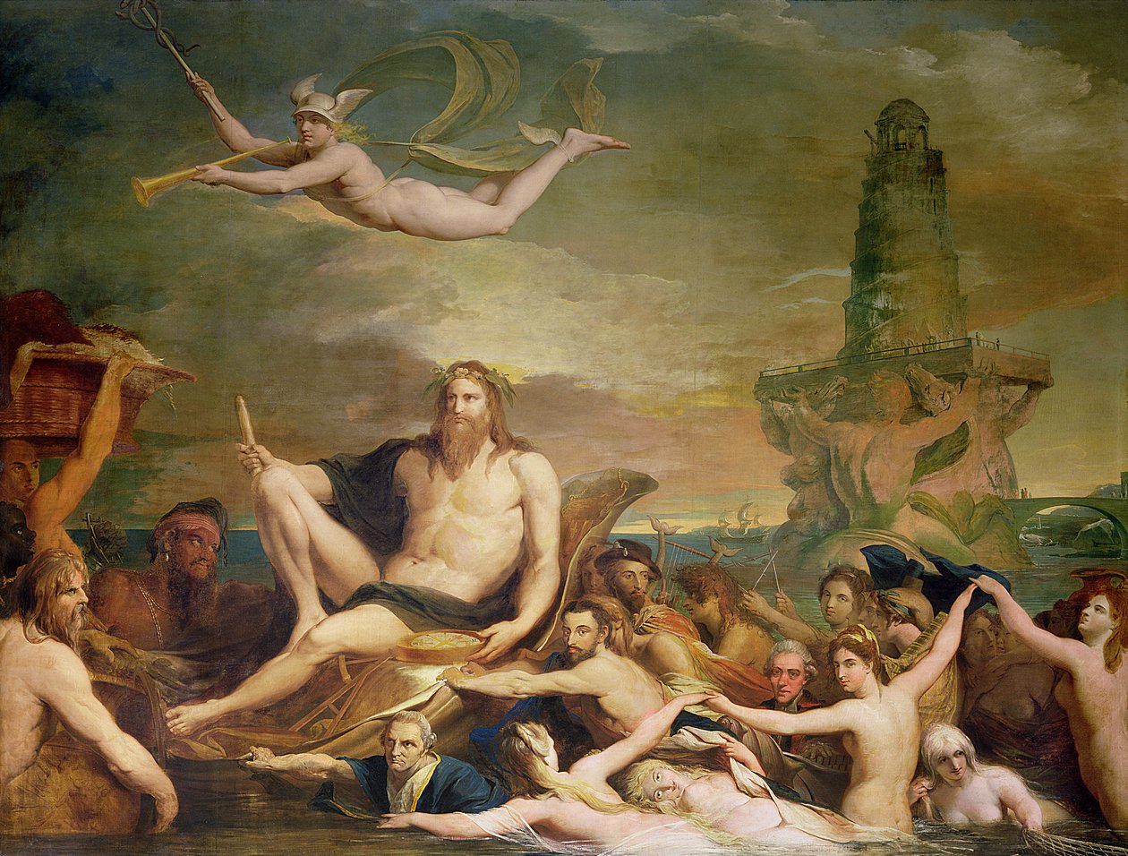 Comércio, ou o Triunfo do Tamisa, quarto na série O Progresso da Cultura e do Conhecimento Humanos, c.1777-84 de James Barry