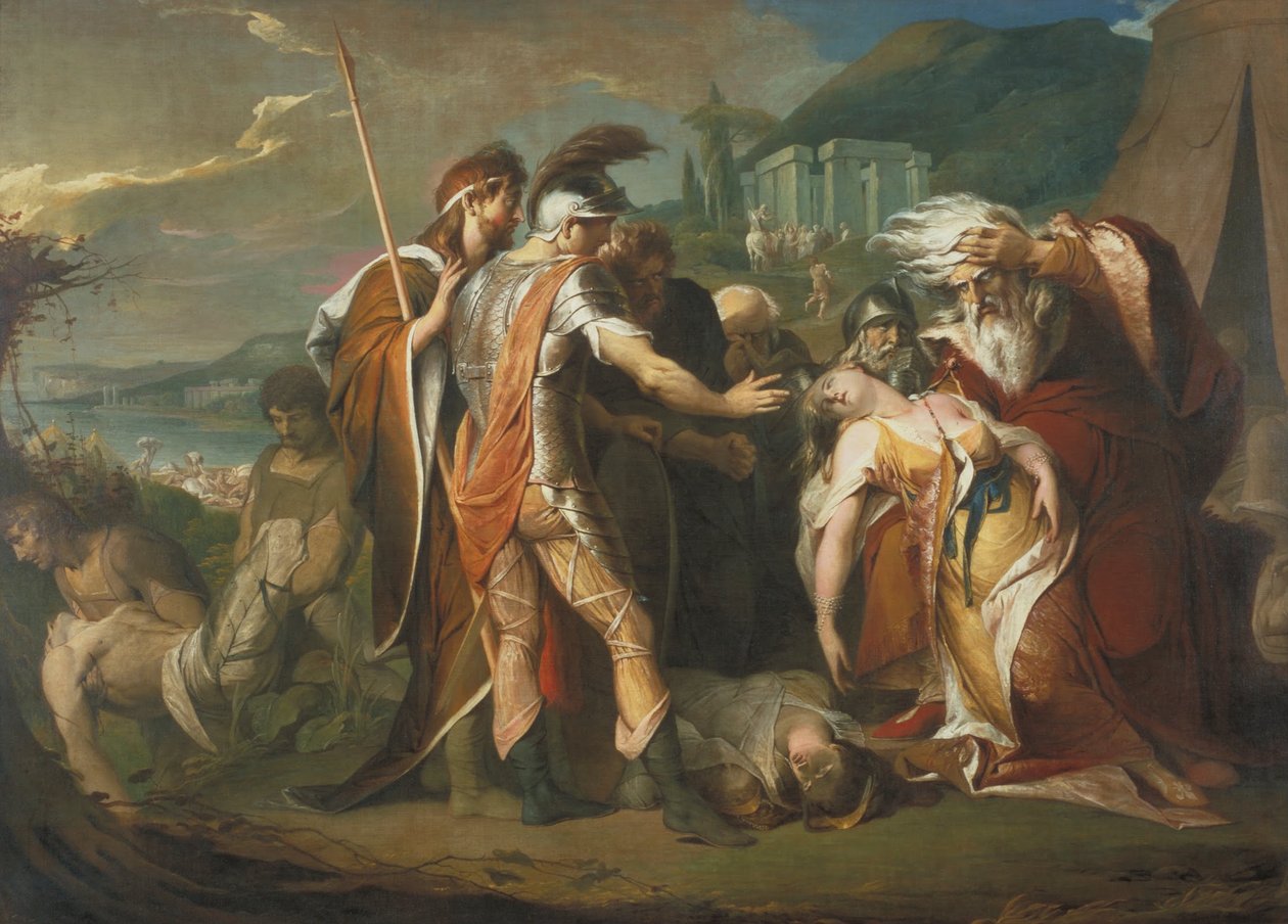 O rei Lear chorando sobre o corpo sem vida de Cordélia de James Barry