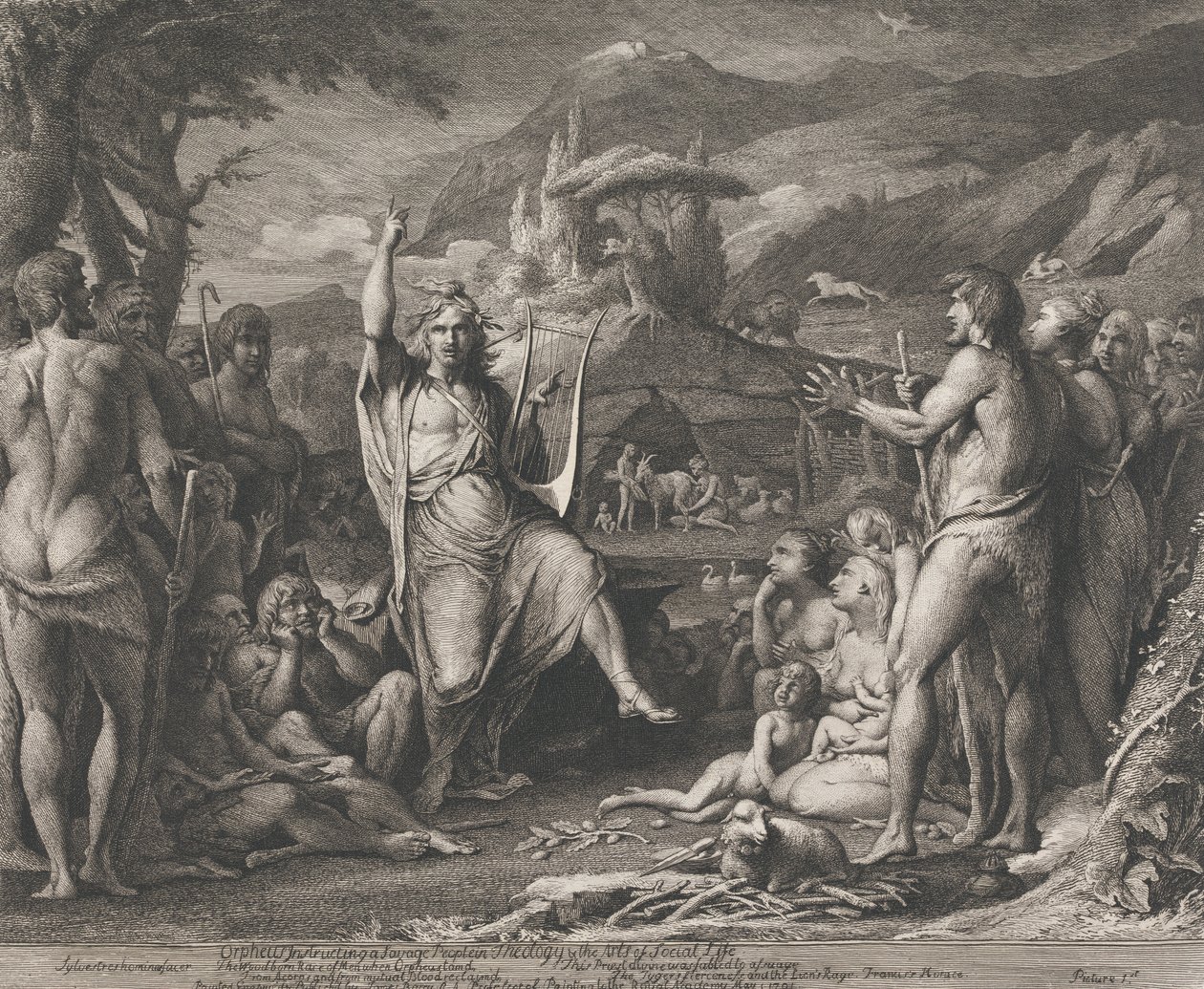 Orfeu instruindo...em Teologia (Designs for the Walls of the Great Room of Society for the Encouragement of the Arts) de James Barry