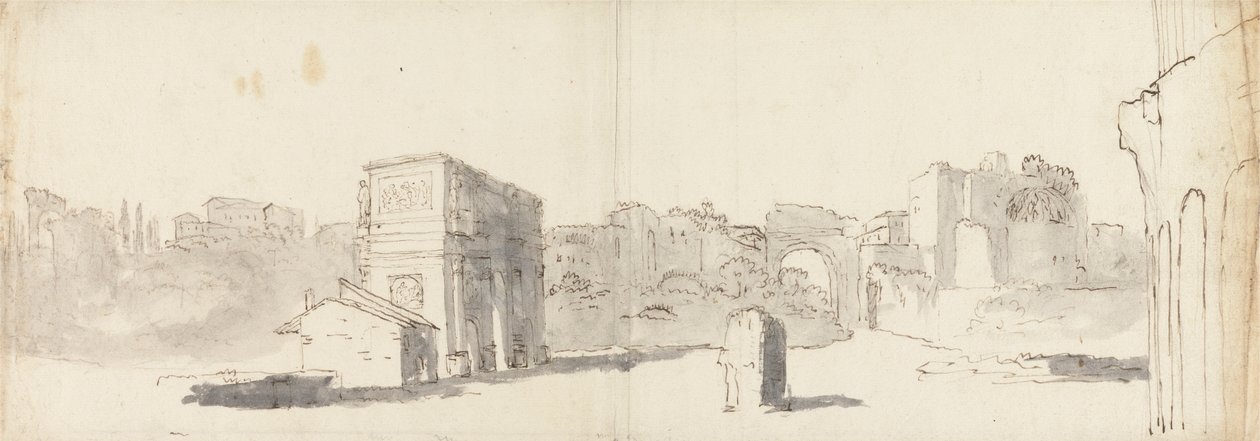 Roma, Uma Vista do Arco de Constantino com Outras Ruínas de James Barry