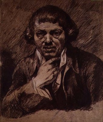 Auto-retrato, c.1800 (pincel e bistre sobre papel) de James Barry