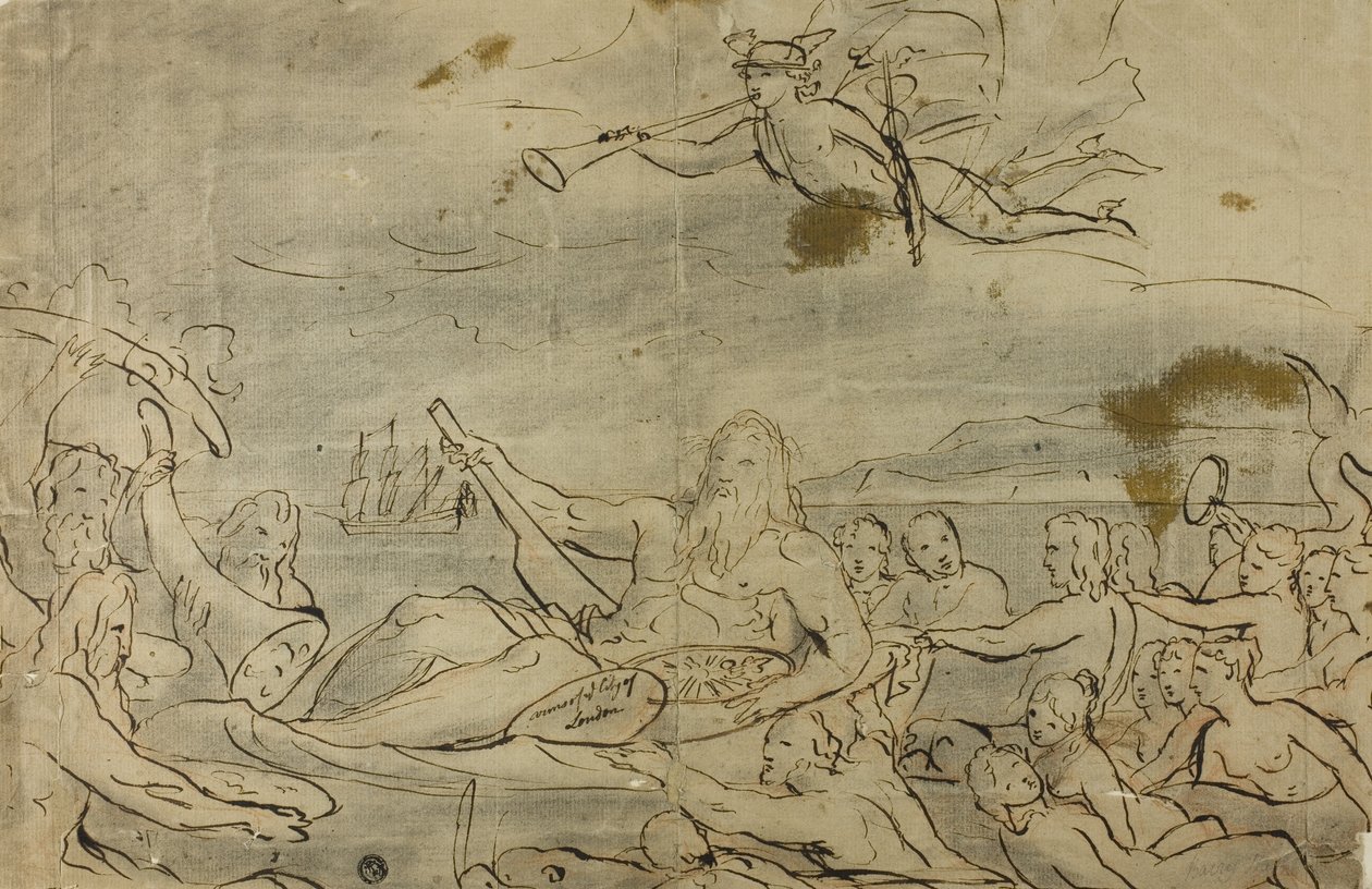 Estudo para o comércio ou o triunfo do Tamisa, 1767-80 de James Barry