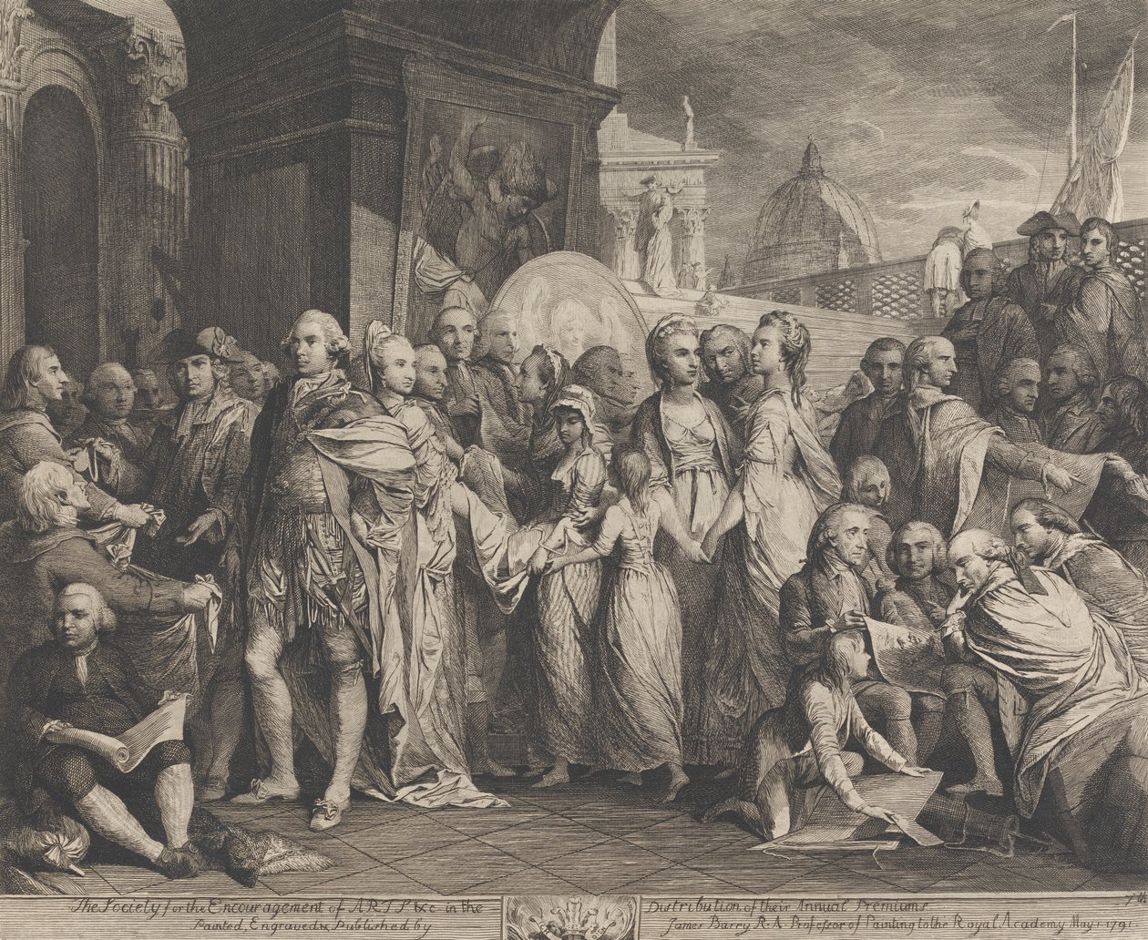 A Rainha ou Educação Doméstica em Windsor (Designs for the Walls of the Great Room of the Society for the Encouragement of the Arts) de James Barry