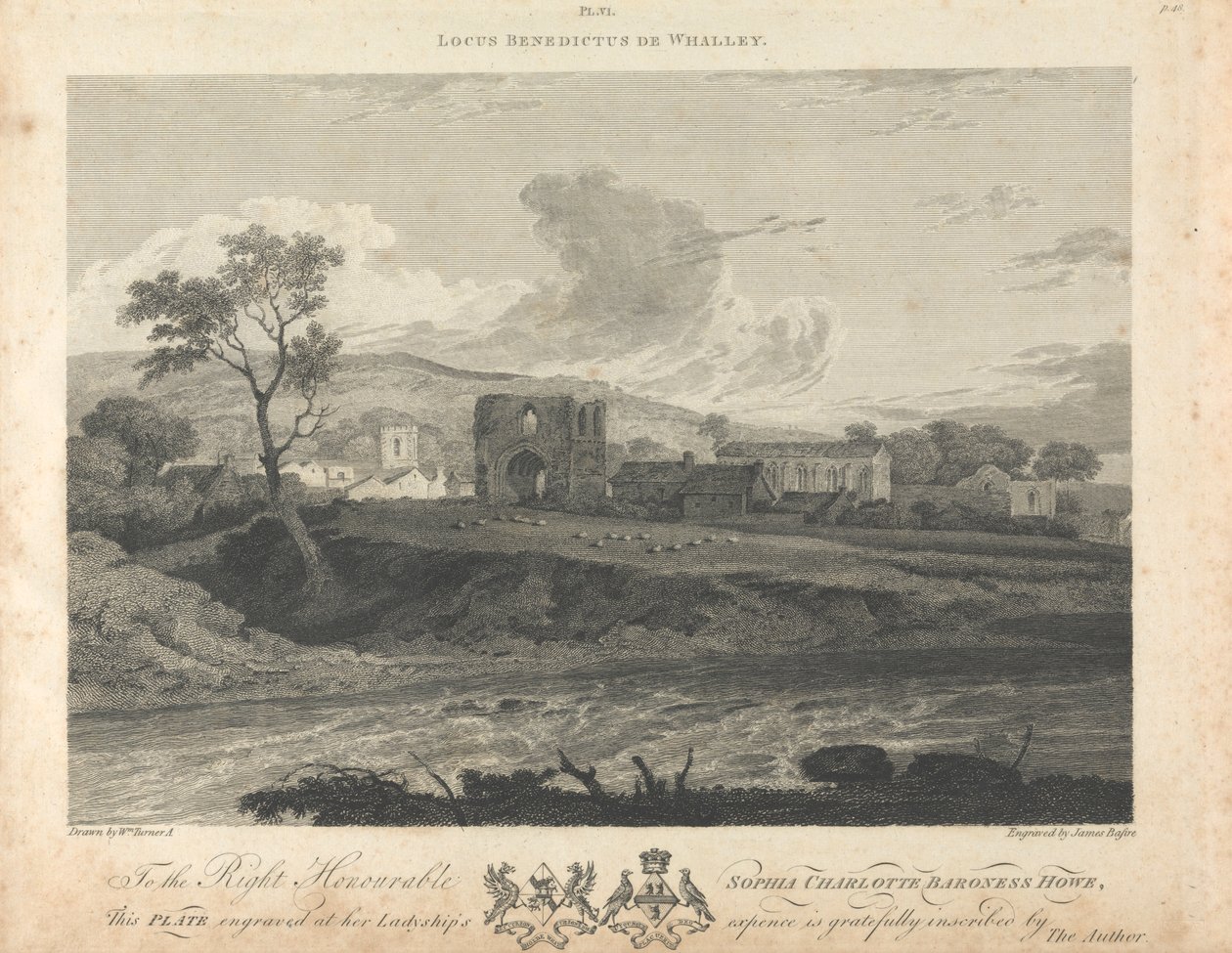 Vista Distante da Abadia de Whalley de James Basire