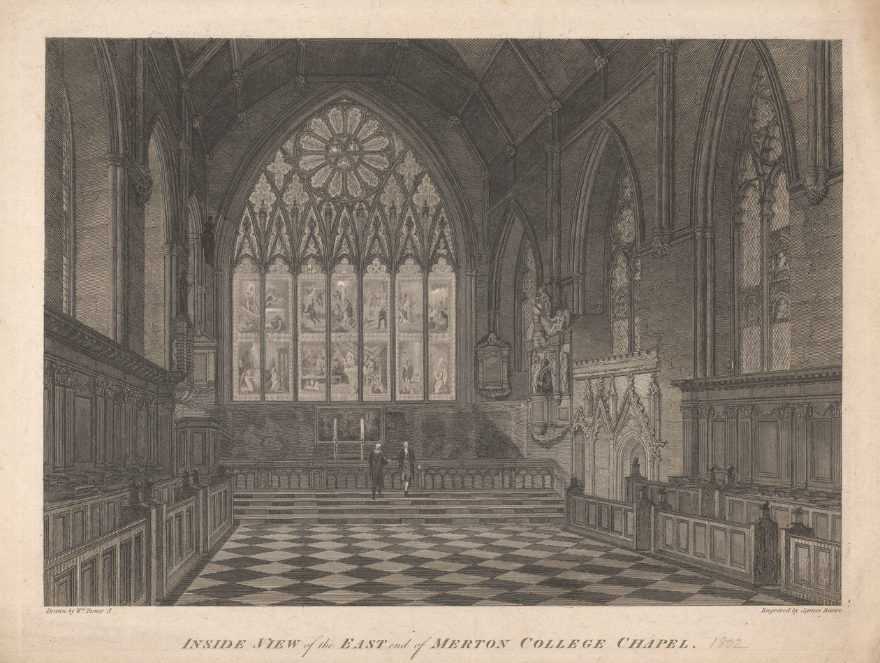 Vista Interior da Capela do East End do Merton College de James Basire
