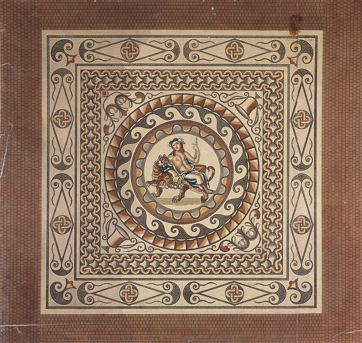 Pavimento tesselado romano, descoberto em Leadenhall Street, Londres, 1804 de James Basire II