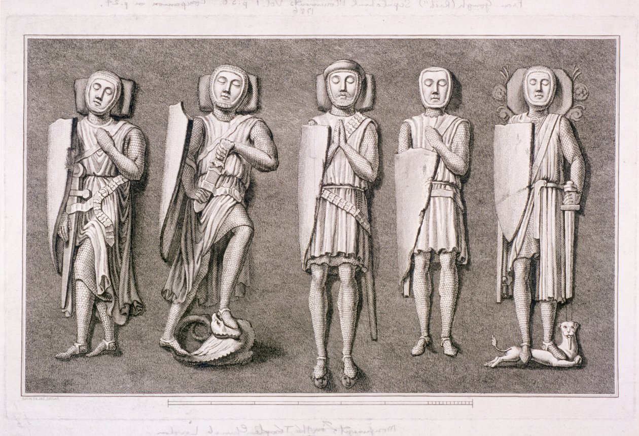 Cinco efígies de cavaleiros da Temple Church, Londres, 1786. de James Basire I