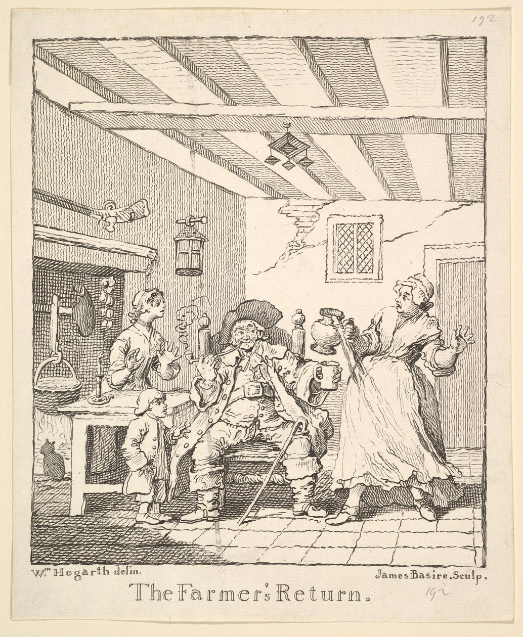 Frontispício do retorno dos agricultores, março de 1762. de James Basire I