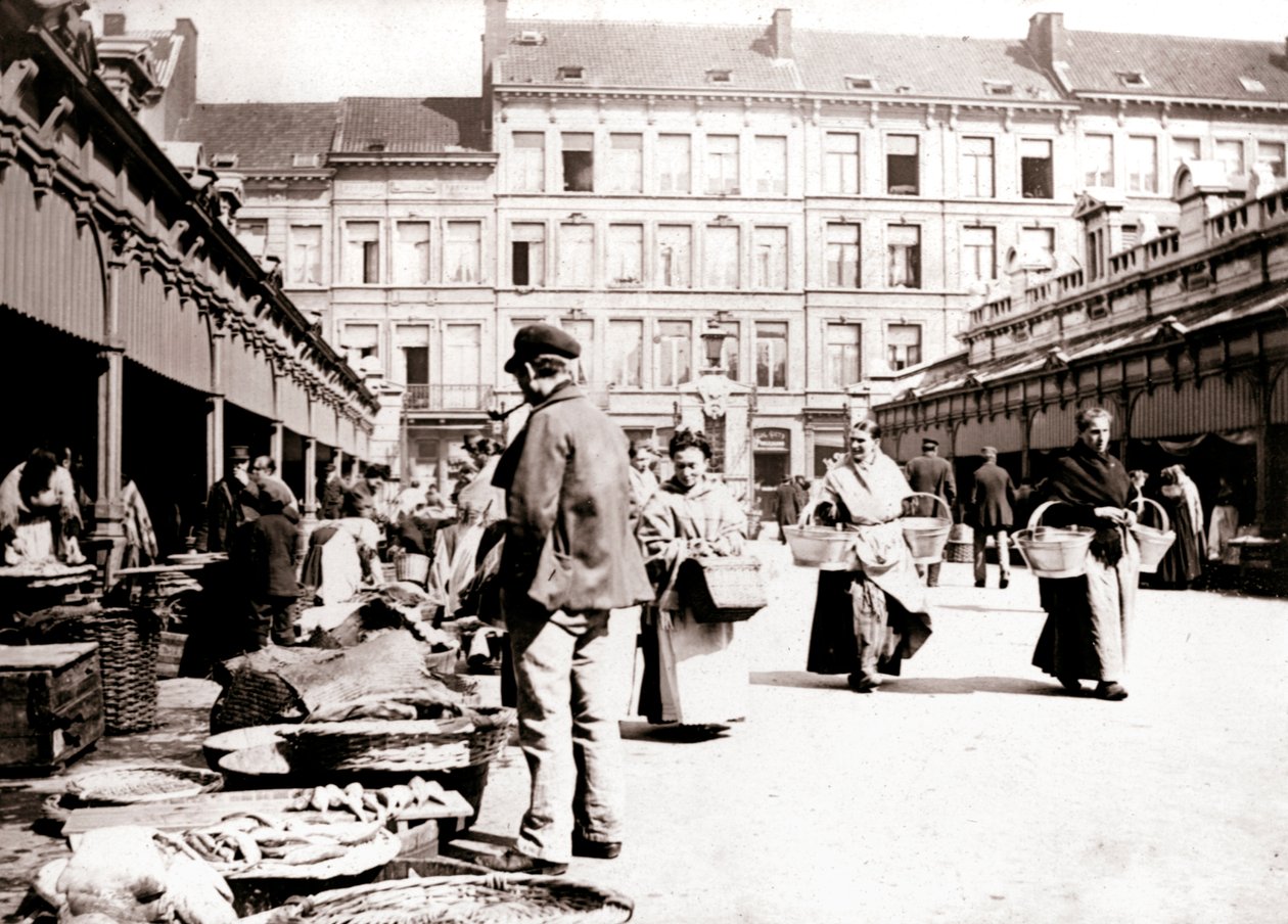 Barracas de mercado, Antuérpia, 1898. de James Batkin