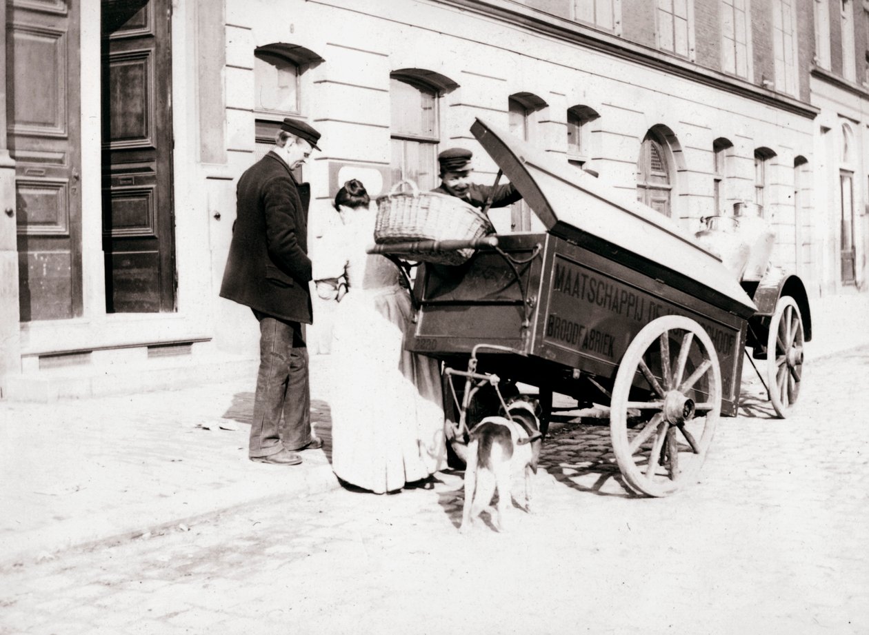 Pessoas e carro de cachorro, Antuérpia, 1898 de James Batkin