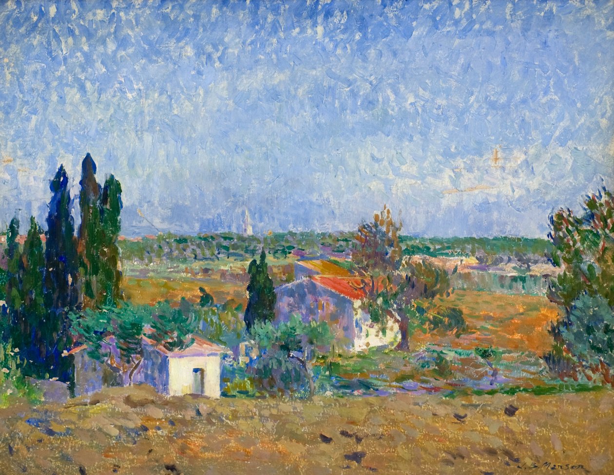Paisagem, século 20 (óleo a bordo) de James Bolivar Manson