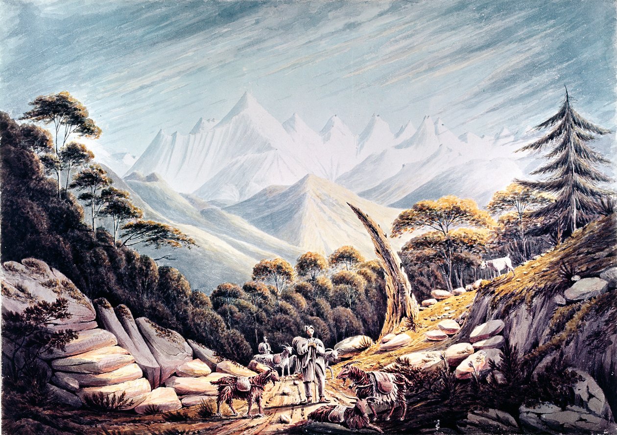 Pastores nepaleses no Himalaia, 1826 de James Bolivar Manson