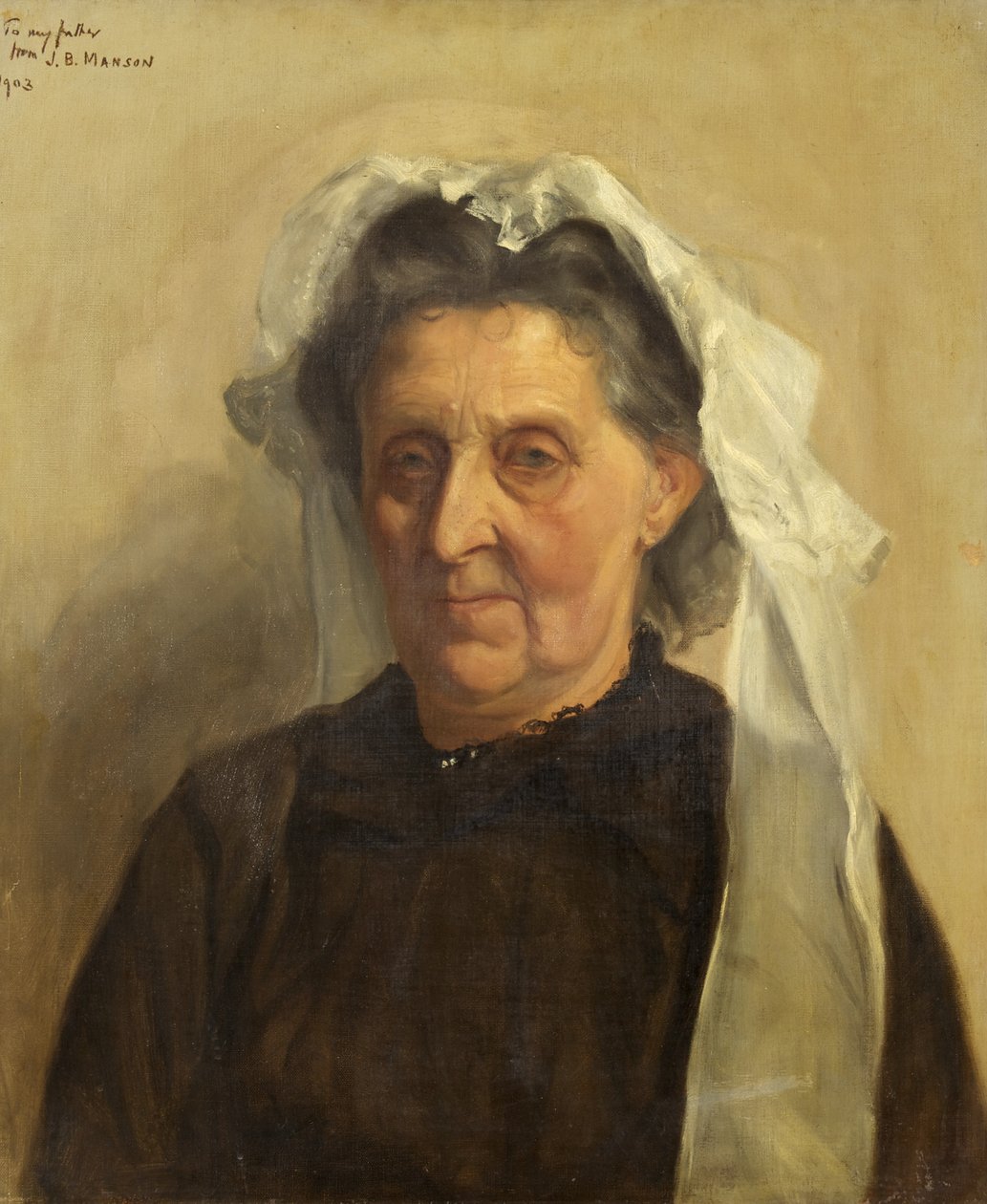 Mulher idosa com boné branco, 1903 de James Bolivar Manson