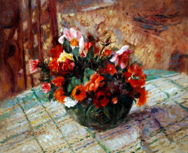 Flores de verão (óleo sobre tela) de James Bolivar Manson