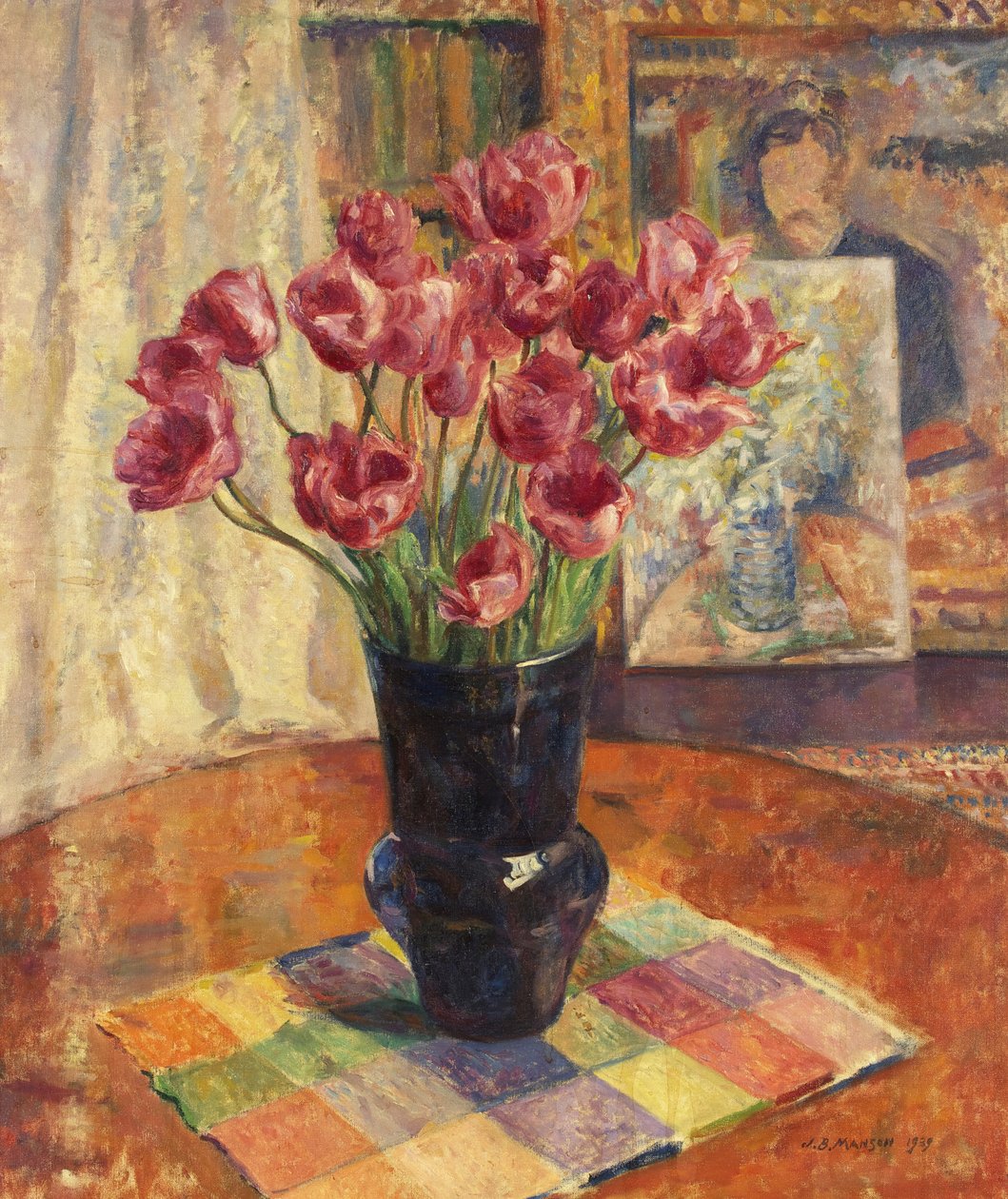 Tulipas numa Tigela Azul de James Bolivar Manson