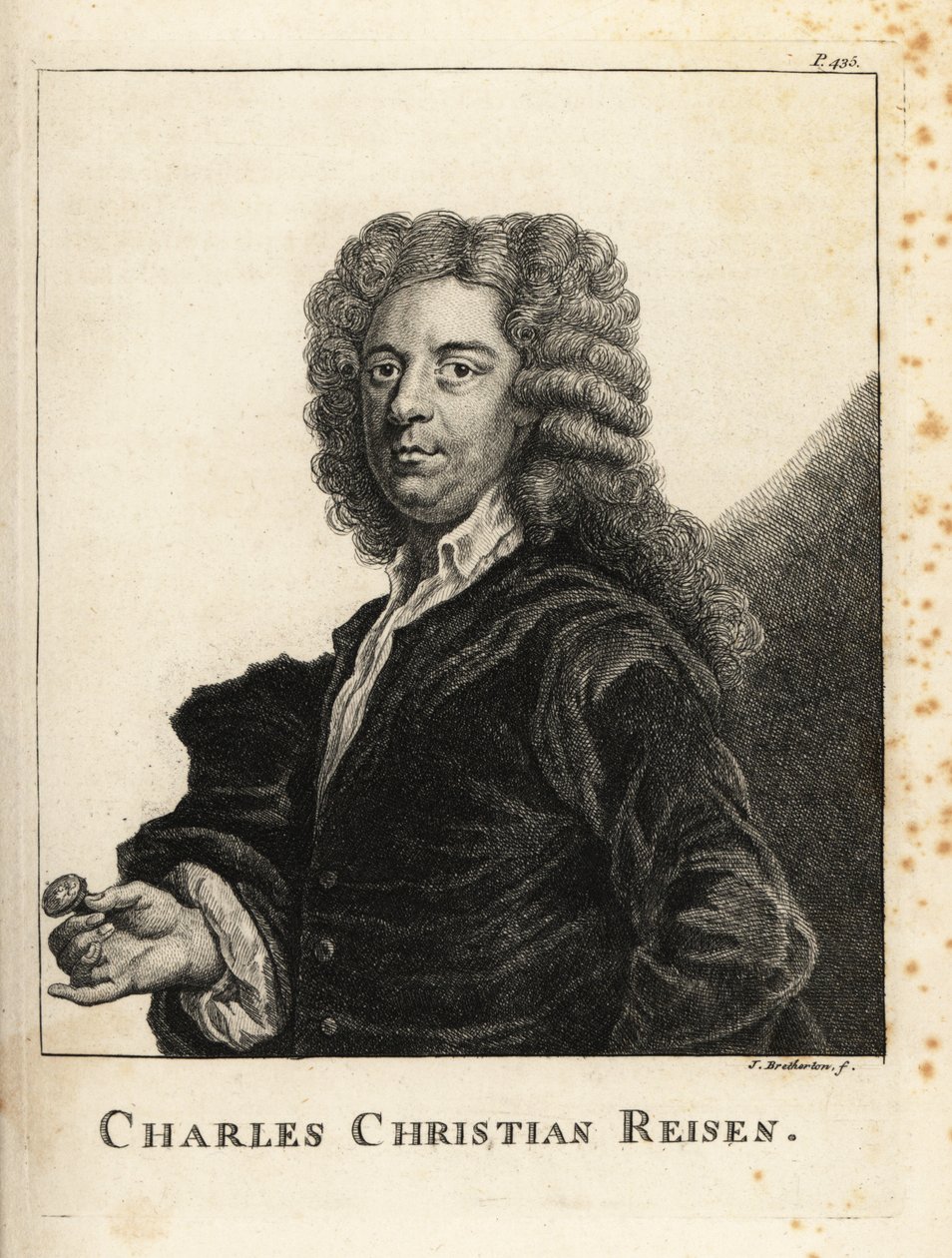 Retrato de Charles Christian Reisen (1680-1725), gravador inglês de gemas e selos de James Bretherton
