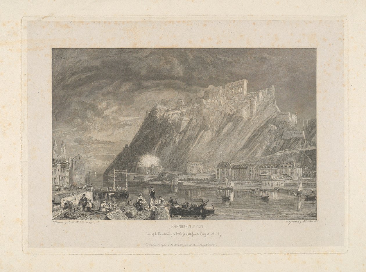 Ehenbreitstein, Durante a Demolição da Fortaleza em 1817 a partir do Cais de Coblentz. de James C. Allen