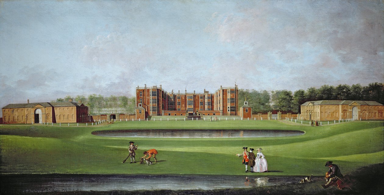 Vista da Temple Newsam House, c.1750 (óleo sobre tela) (para detalhes ver 128853 e 128854) de James Chapman