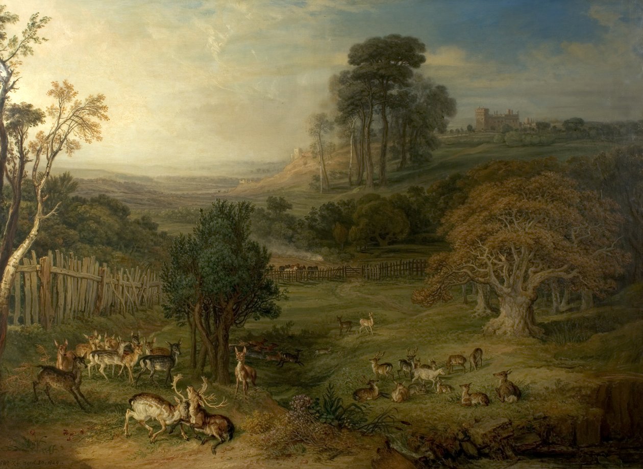 Uma manhã orvalhada (O duelo dos veados), 1849 de James Charles Ward