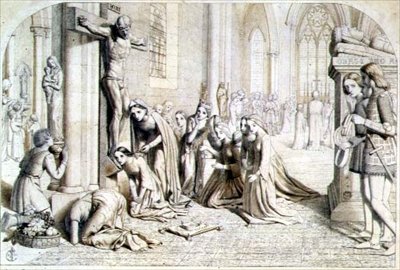 Um incidente na vida de Santa Isabel da Hungria - Estudo Compositivo, 1850 de James Collinson