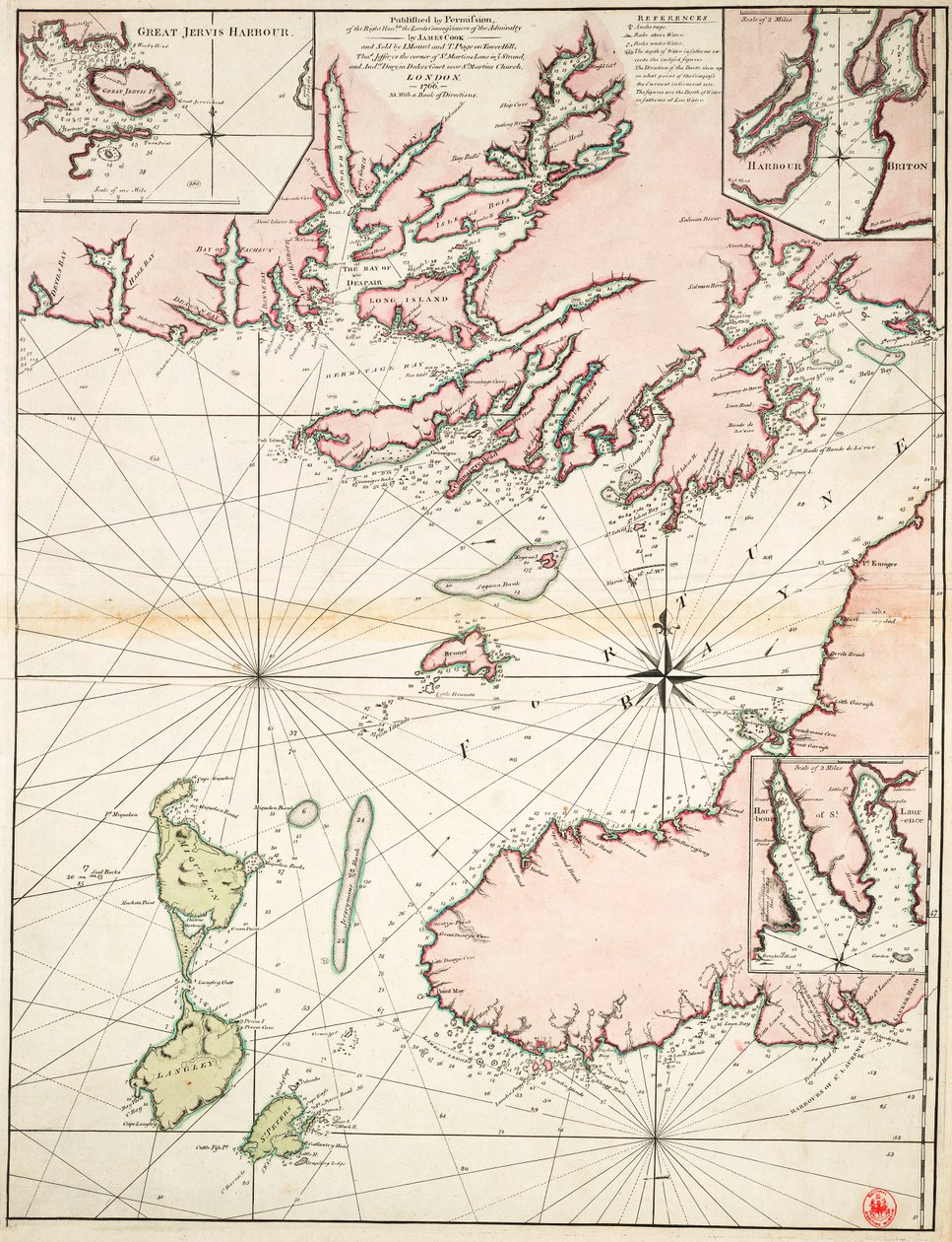 Parte da costa sul da Terra Nova, incluindo Fortune Bay de James Cook