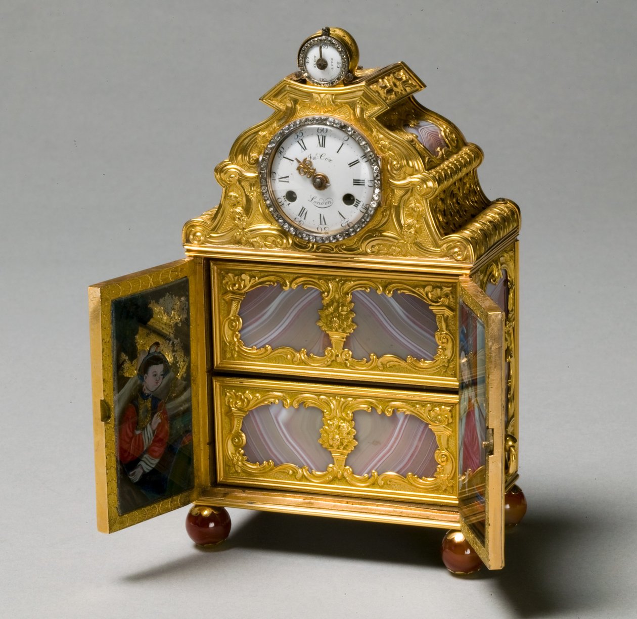 Armário miniatura com relógio, c.1770-75 de James Cox
