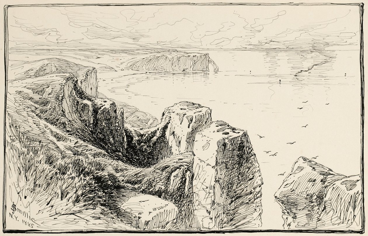 Penhascos da Normandia, perto de Etretat de James David Smillie