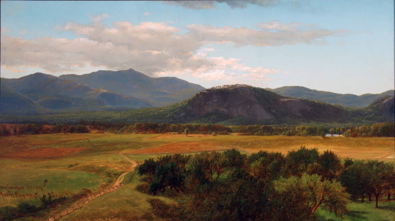 Moat Mountain e White Horse Ledge, Estudo, North Conway, New Hampshire, 1867 de James David Smillie