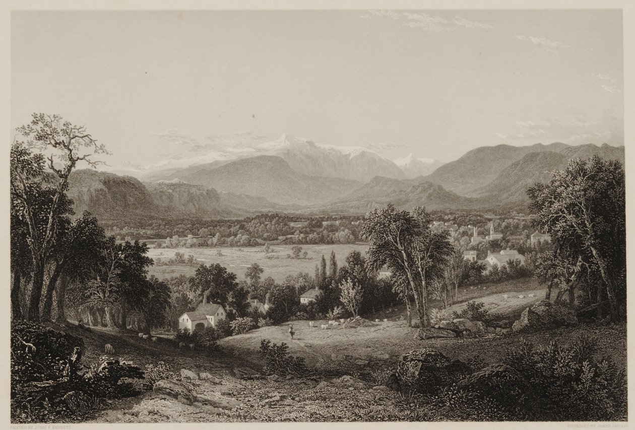 Monte Washington do Vale de Conway, em homenagem a John F. Kensett, gravada por James Smillie, impressa por J. Dalton de James David Smillie