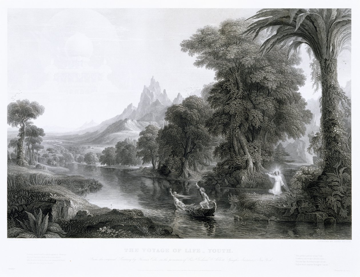 A Viagem da Vida - Juventude, c. 1855 (gravura) de James David Smillie