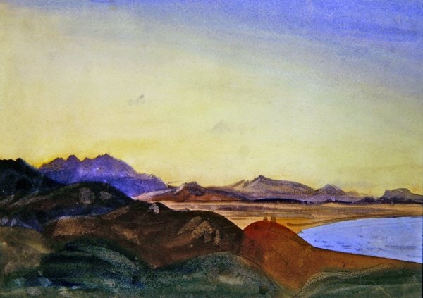 Collioure, Canigoure na Distância (aguarela sobre lápis sobre papel) de James Dickson Innes