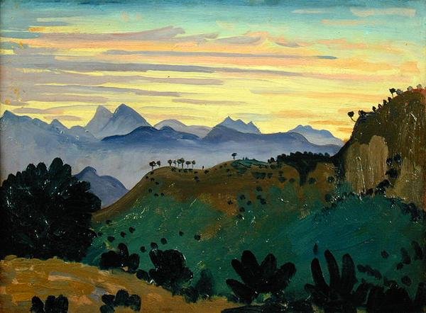 Sunset, Sierra da Ronda, c.1912 (óleo sobre painel) de James Dickson Innes