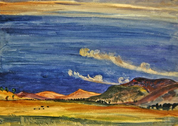 Thunder in the Mountains (aguarela sobre lápis sobre papel) de James Dickson Innes