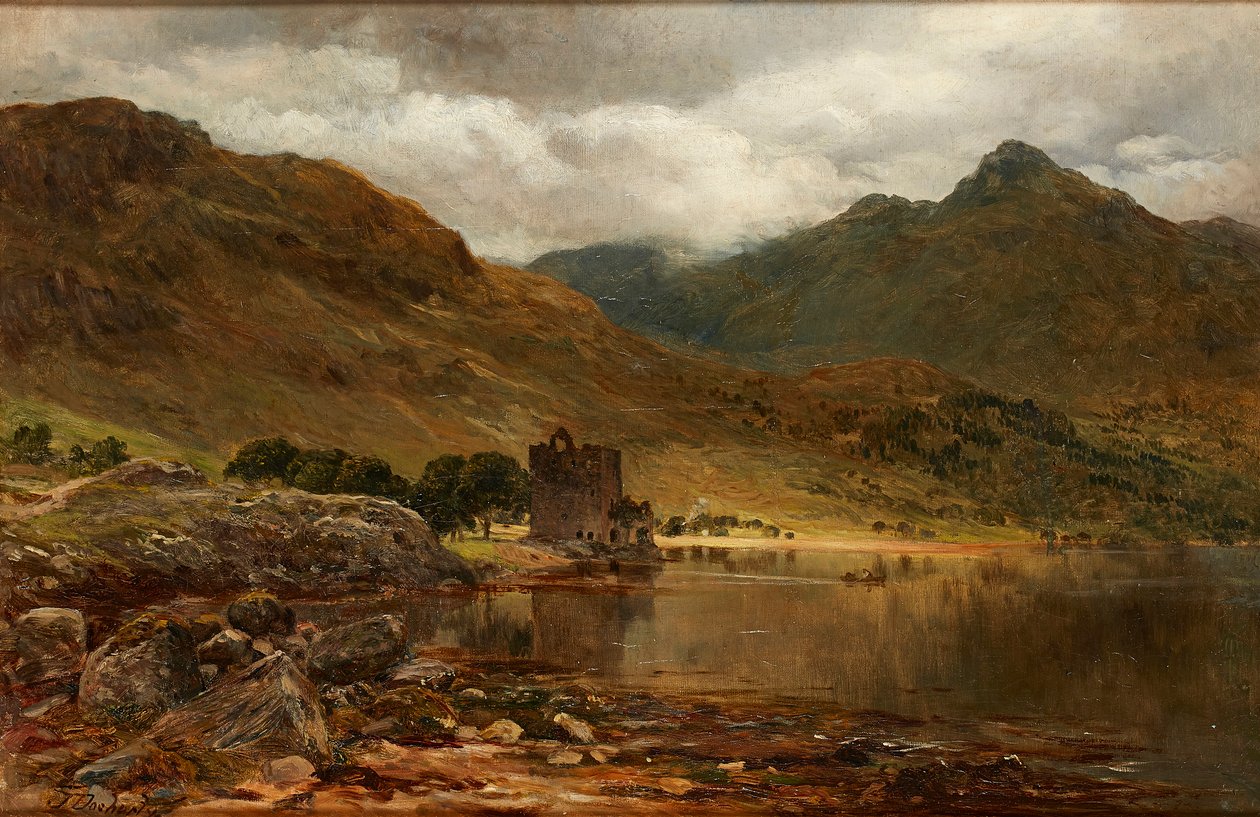 Castelo de Carrick, Loch Goil (óleo sobre tela) de James Docharty