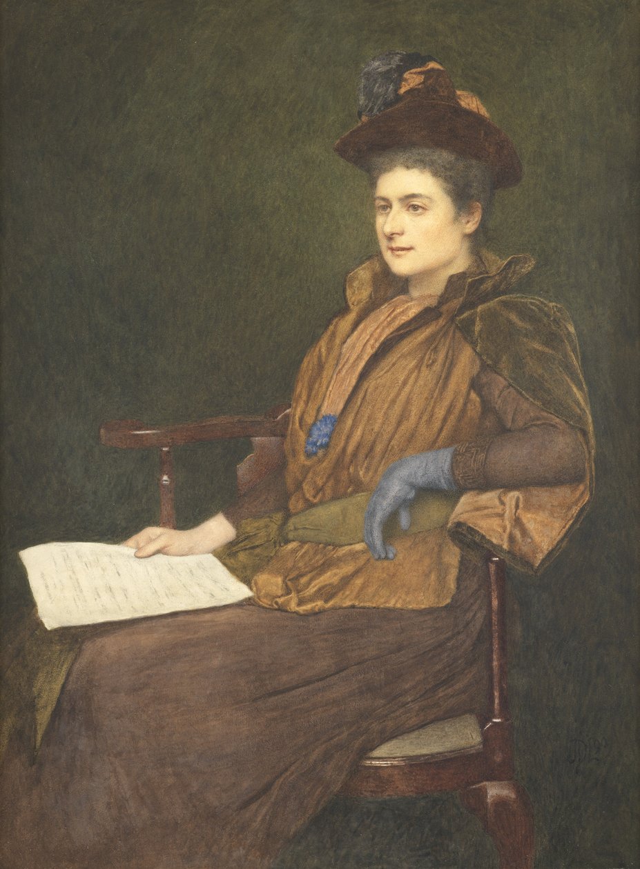 Miss Agnes Ashbee, 1890 (wc e guache sobre papel) de James Dromgole Linton