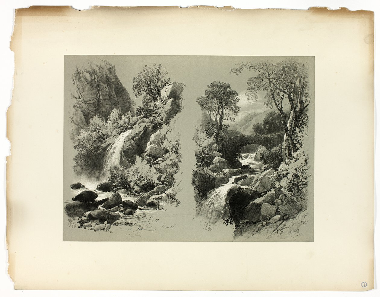 Lady Fall, Vale of Heath e Fall on the Brent, de Seleções Pitorescas de James Duffield Harding