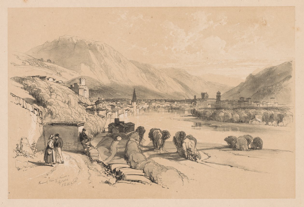 Esboços em casa e no exterior: visão geral de Trento de James Duffield Harding
