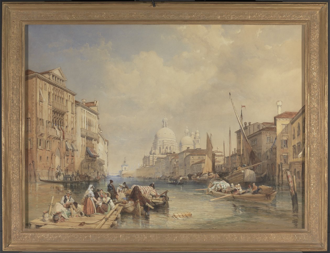 O Grande Canal, Veneza, 1835 (wc, bodycolour, caneta, tinta e lápis sobre papel colocado no painel) de James Duffield Harding