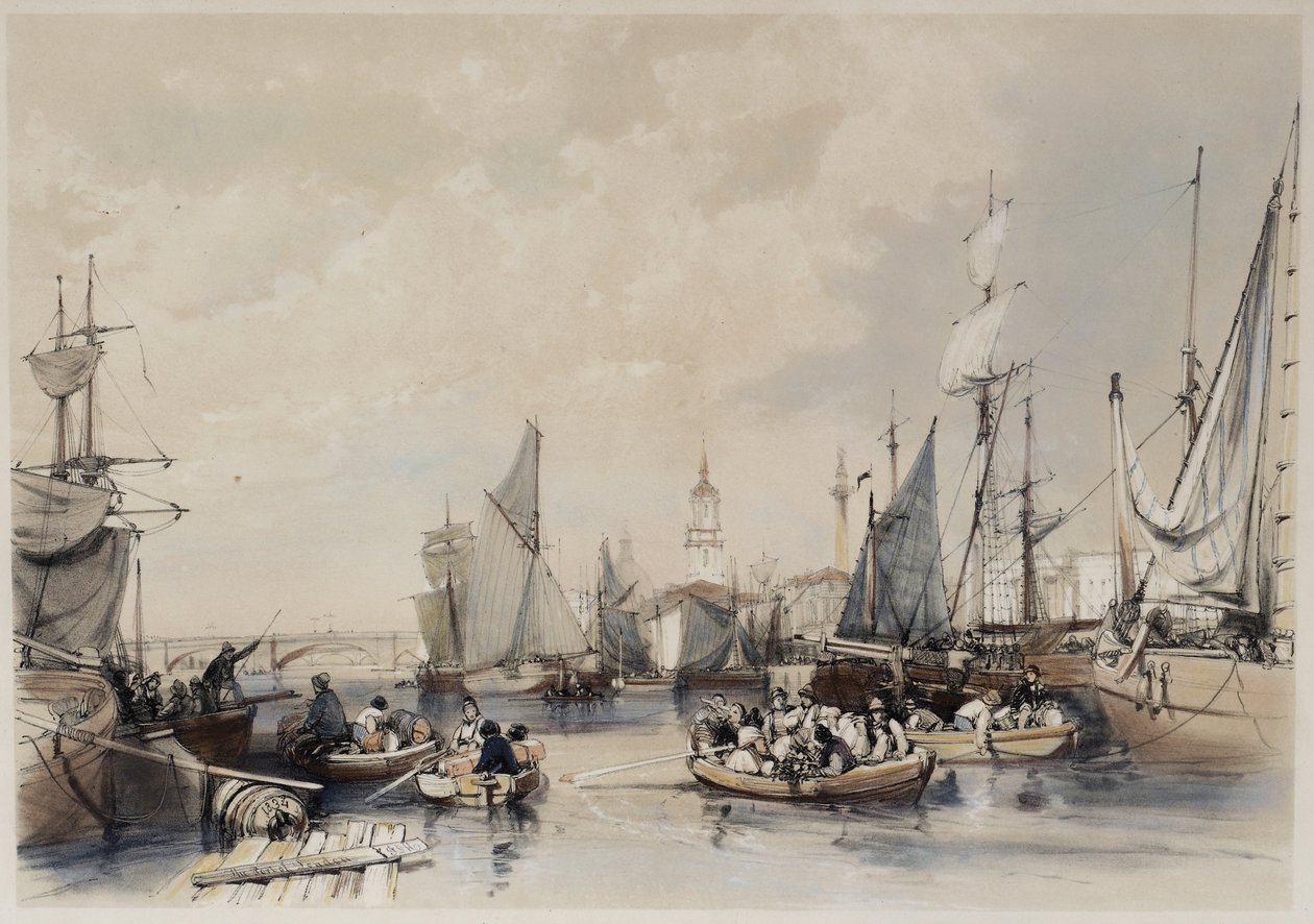 O porto de Londres, 1834 de James Duffield Harding