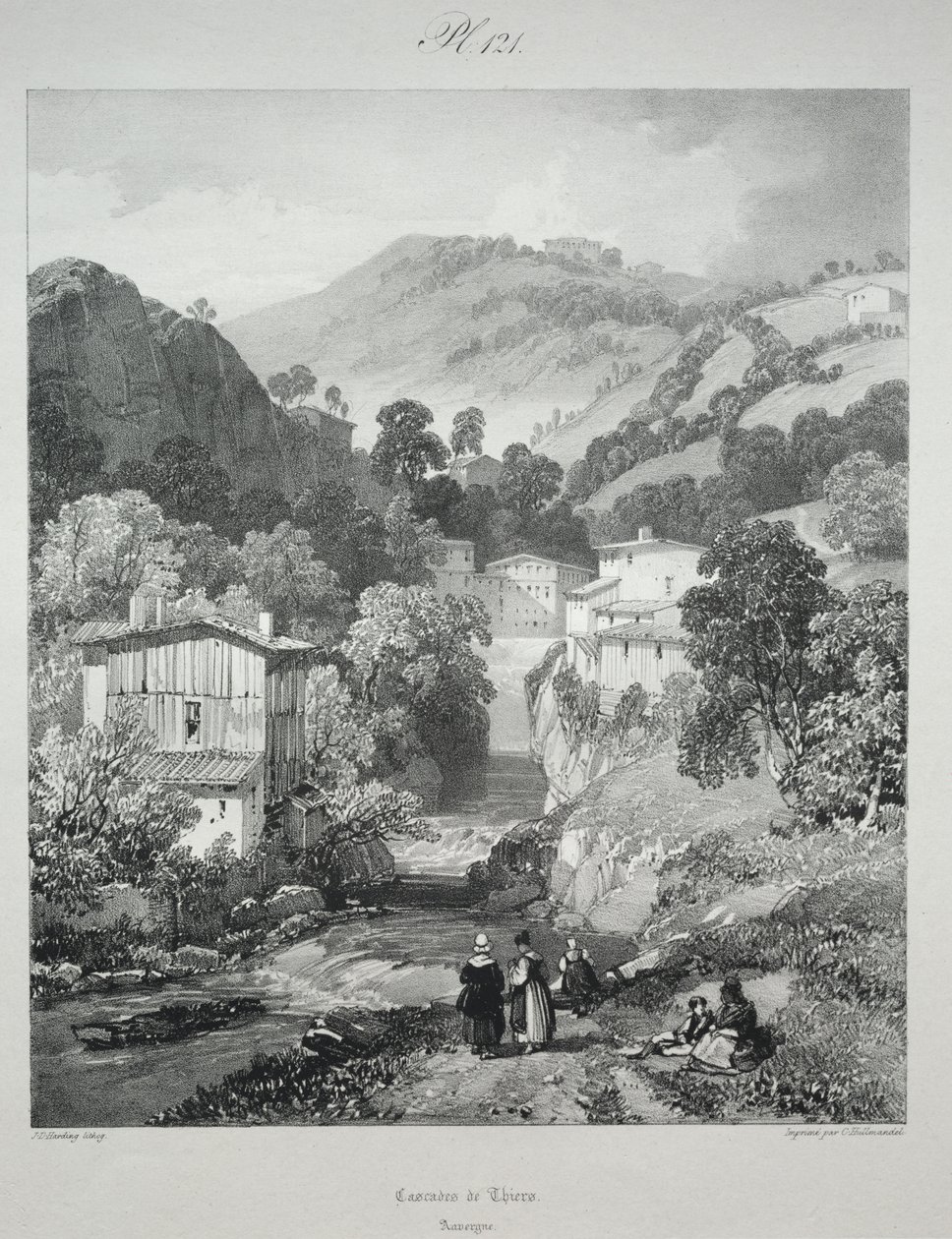 Viagens pitorescas e românticas na França antiga. Auvergne: Cachoeiras de Thiers de James Duffield Harding