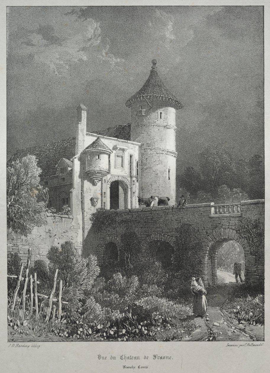 Viagens pitorescas e românticas na França antiga. Franche-Comté: Vista do Castelo de Frasne de James Duffield Harding